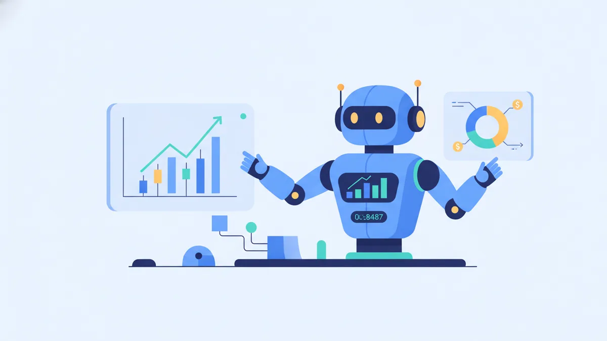 Engranaje y gráfico de inversión representando la gestión automatizada de un robo-advisor